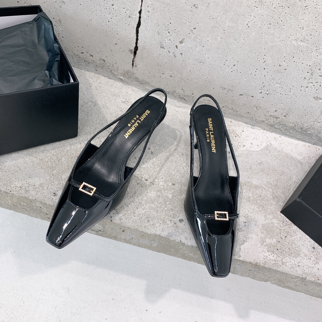 Saint Laurent Blade Slingback Pumps In Patent Leather - EUR FASHION