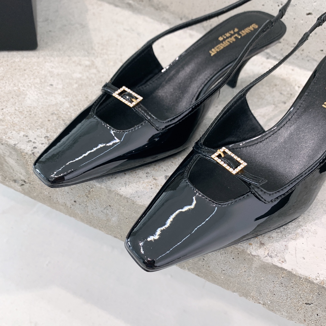 Saint Laurent Blade Slingback Pumps In Patent Leather - EUR FASHION