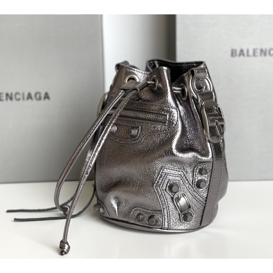 Balenciaga Le Cagole XS Bucket Bag Metallized With Rhinestones - EUR FASHION