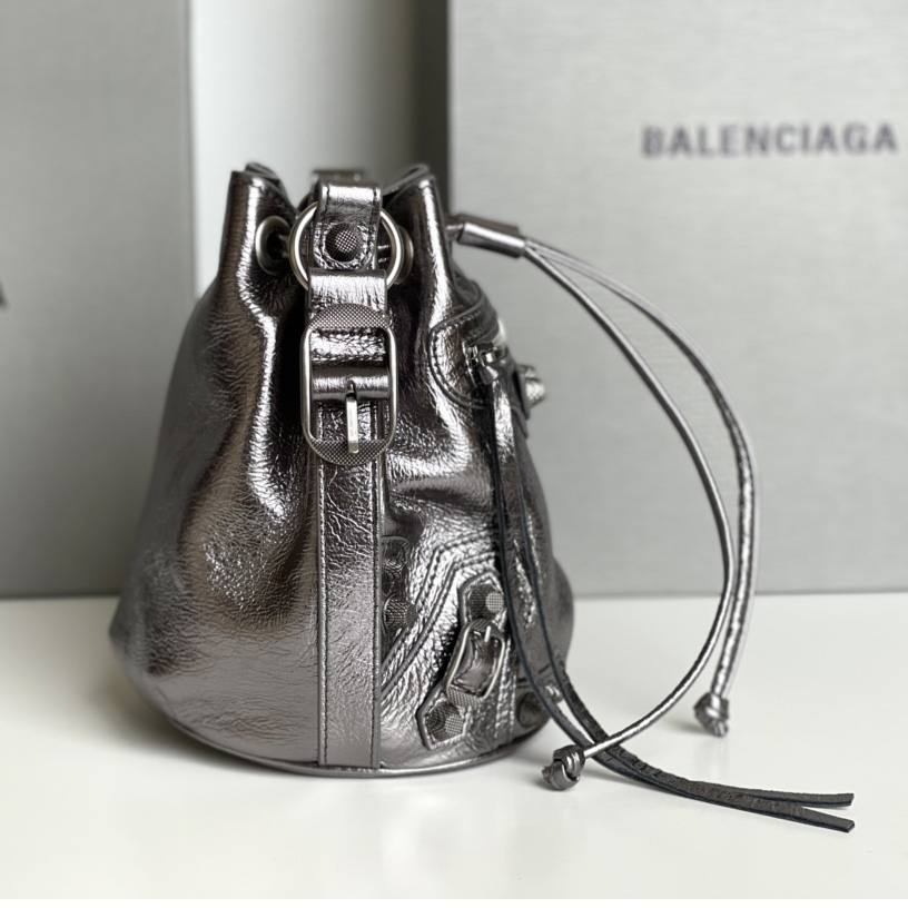 Balenciaga Le Cagole XS Bucket Bag Metallized With Rhinestones - EUR FASHION