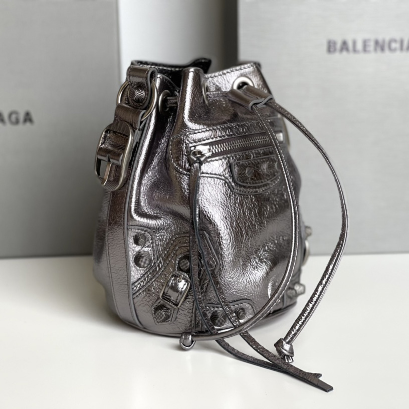 Balenciaga Le Cagole XS Bucket Bag Metallized With Rhinestones - EUR FASHION