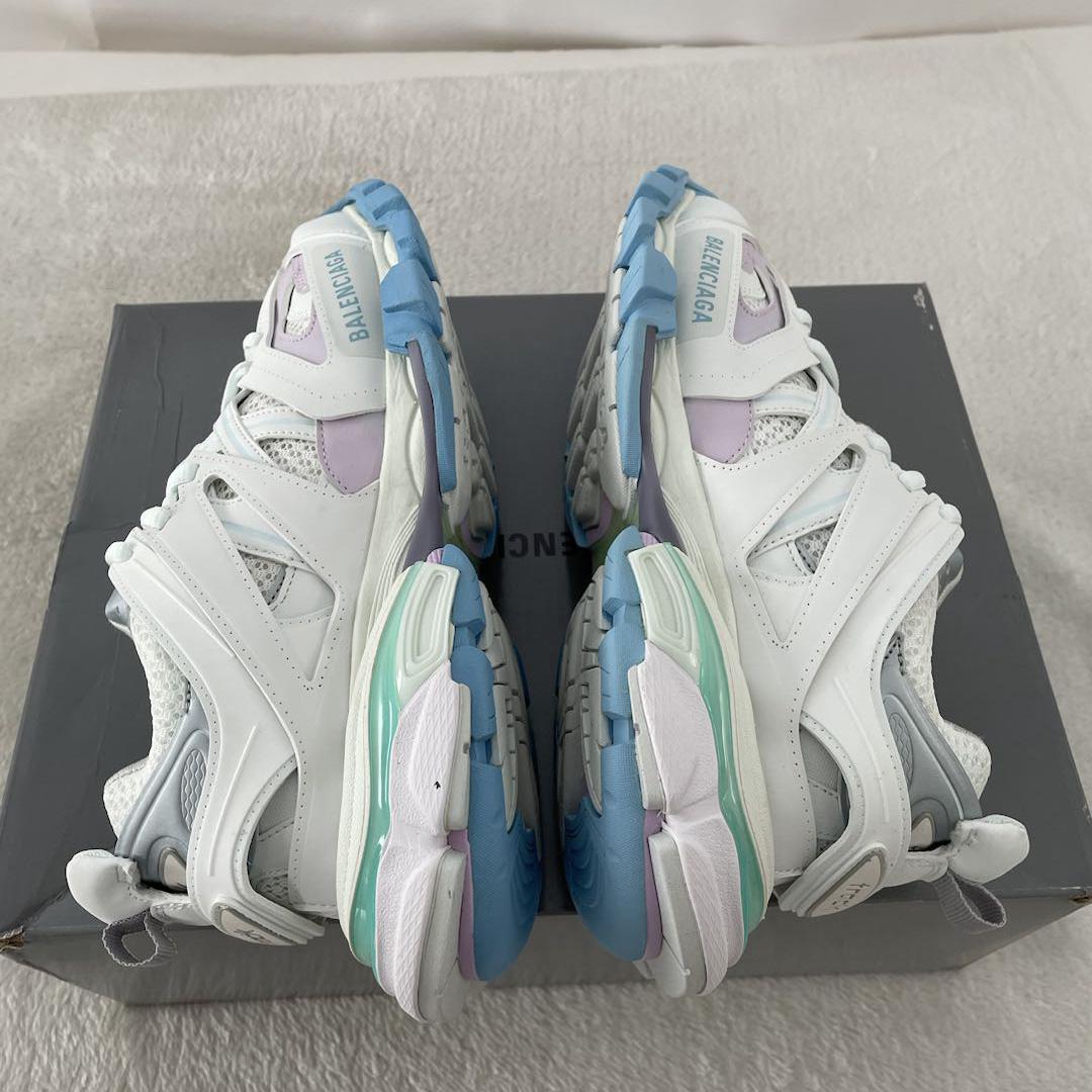 Balenciaga Track Sneaker In White And Pastel Mesh And Nylon - EUR FASHION