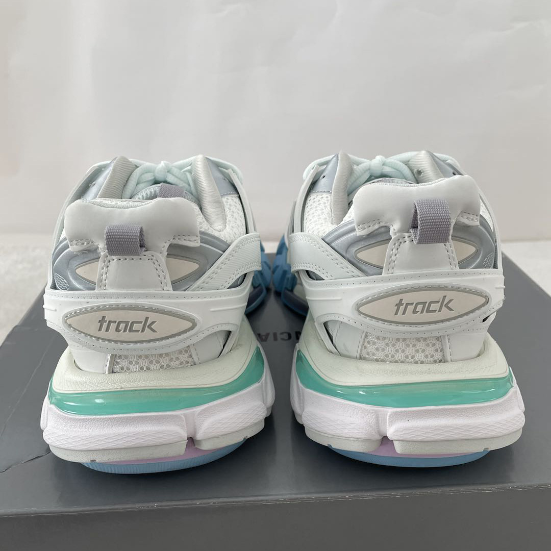 Balenciaga Track Sneaker In White And Pastel Mesh And Nylon - EUR FASHION