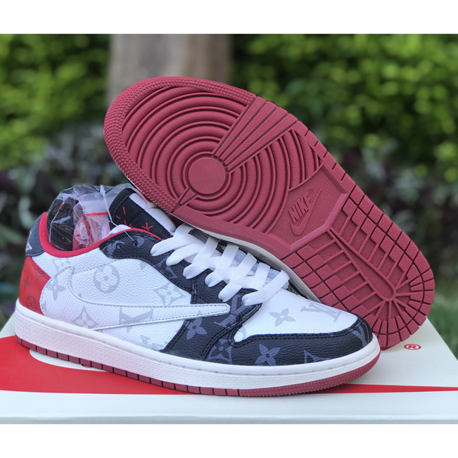 Louis Vuitton x Nike Air Jordan 1 Low OG SP"Black/White/Red/Grey Monogram"Sneaker   DM7866-318  - EUR FASHION