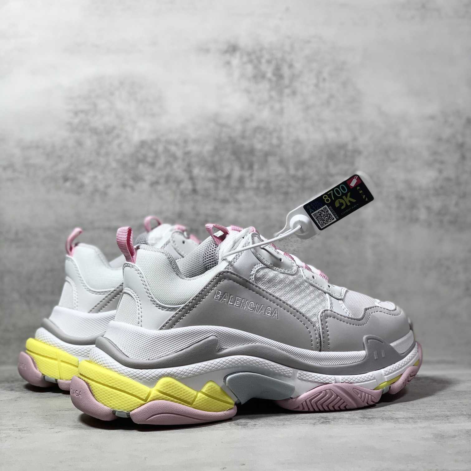 Balenciaga Triple S Sneaker In Grey, White, Light Yellow, Light Pink And Light Nlue Double Foam And Mesh - EUR FASHION