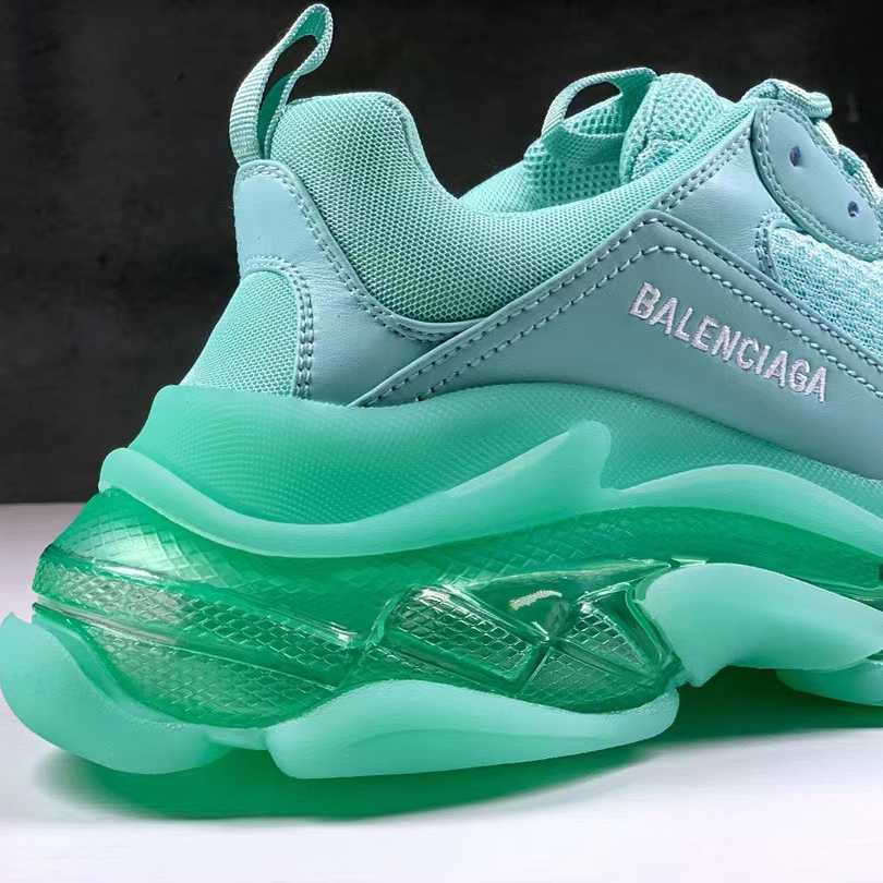 Balenciaga Triple S Clear Sole Sneaker In Light Blue Double Foam And Mesh - EUR FASHION