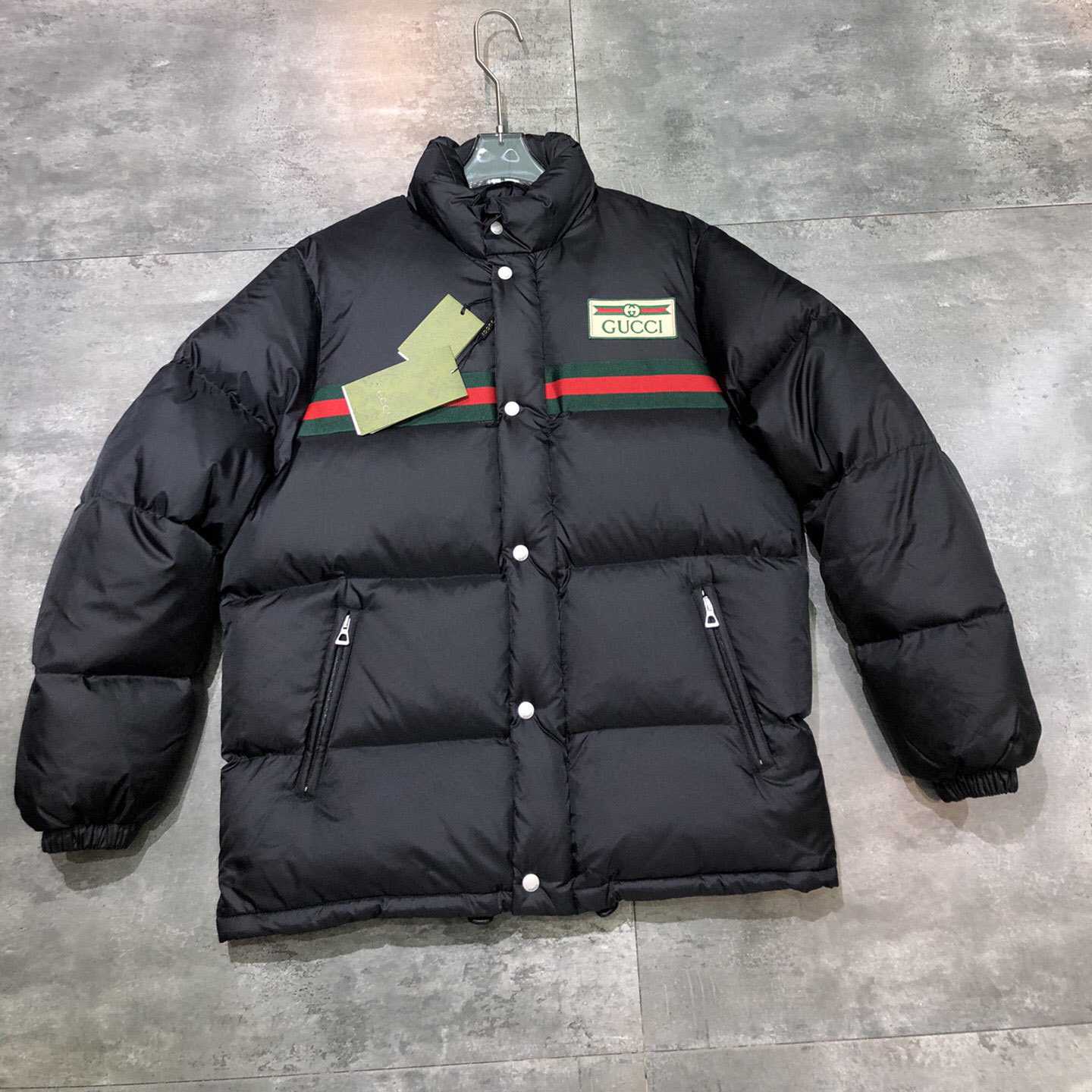 Gucci Padded Nylon Bomber Jacket With Web - EUR FASHION