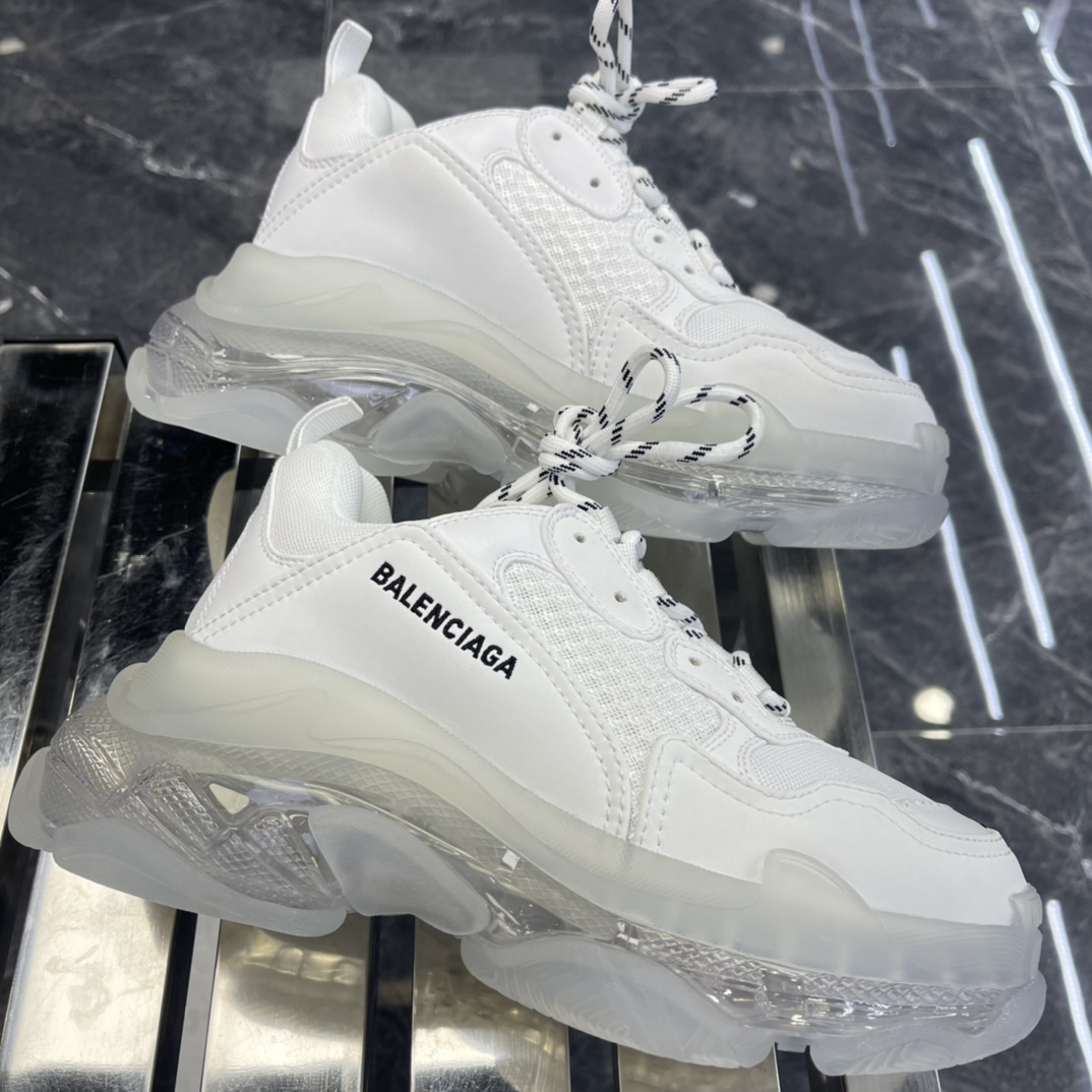 Balenciaga Triple S Sneaker Clear Sole In White Double Foam And Mesh - EUR FASHION