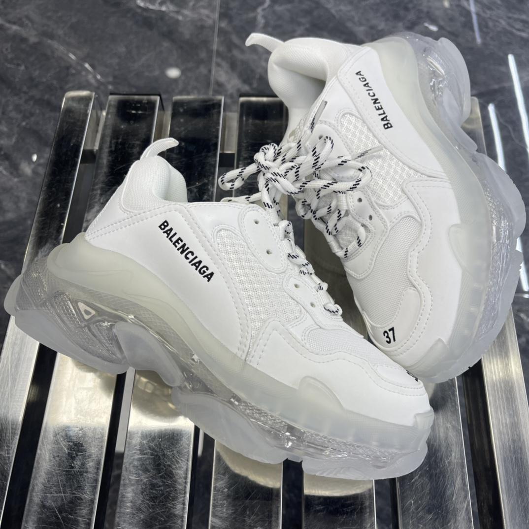 Balenciaga Triple S Sneaker Clear Sole In White Double Foam And Mesh - EUR FASHION