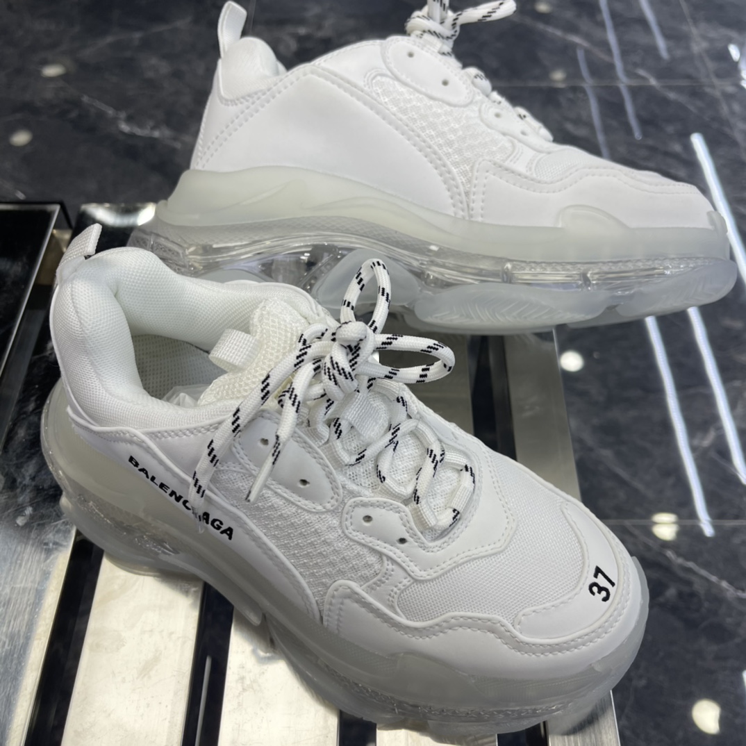 Balenciaga Triple S Sneaker Clear Sole In White Double Foam And Mesh - EUR FASHION