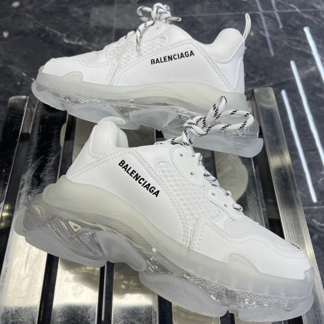 Balenciaga Triple S Sneaker Clear Sole In White Double Foam And Mesh - EUR FASHION