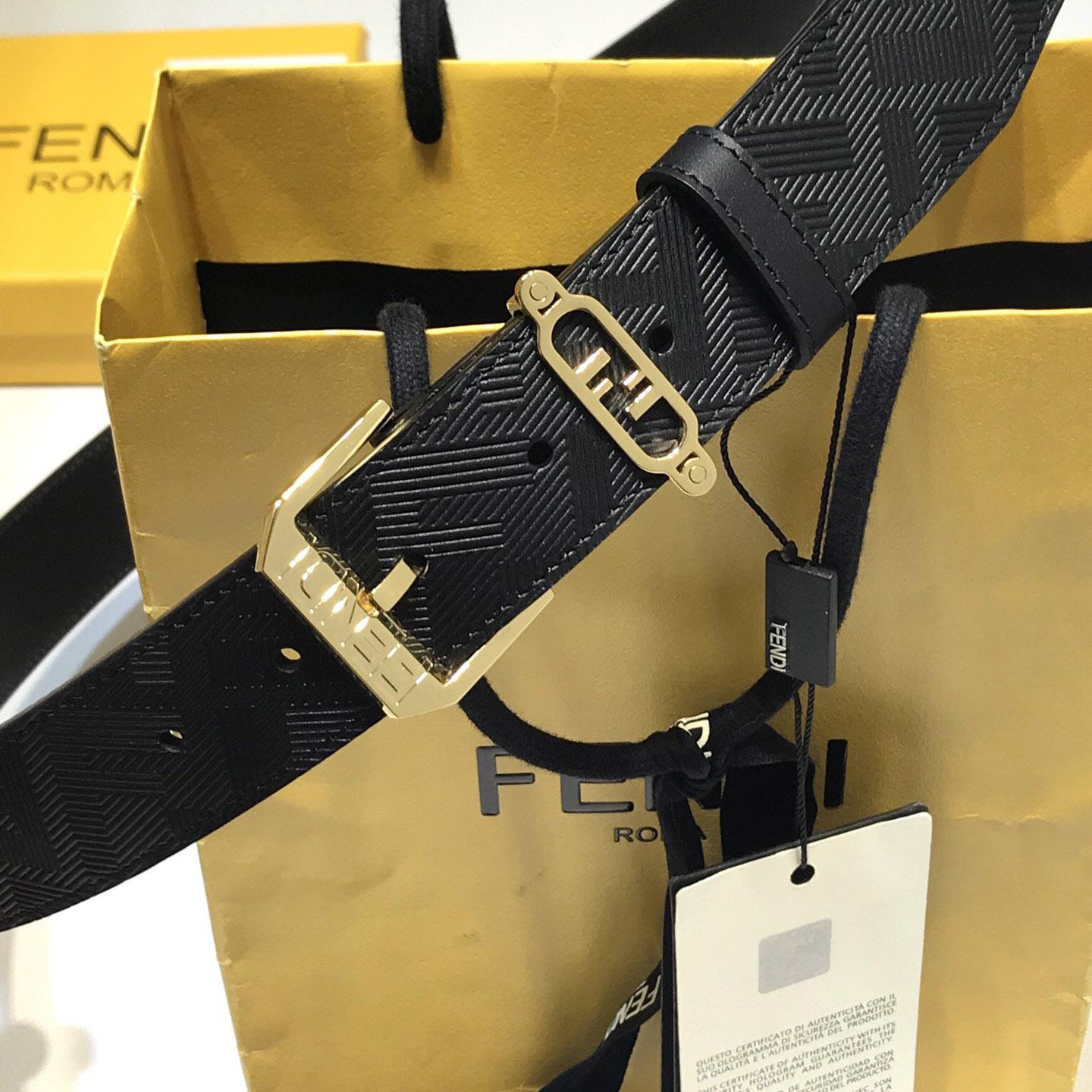 Fendi Edge Black Leather Belt - EUR FASHION