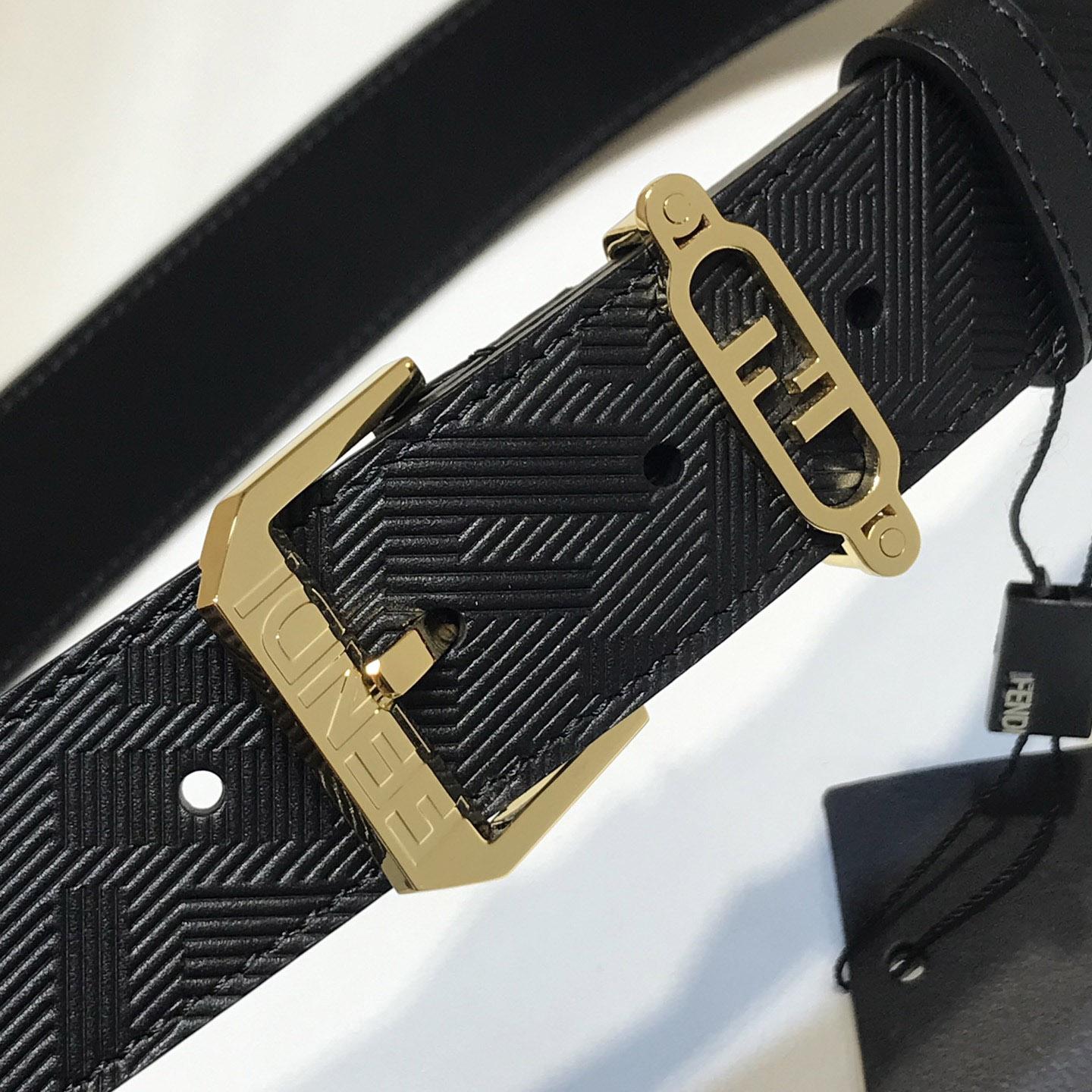 Fendi Edge Black Leather Belt - EUR FASHION