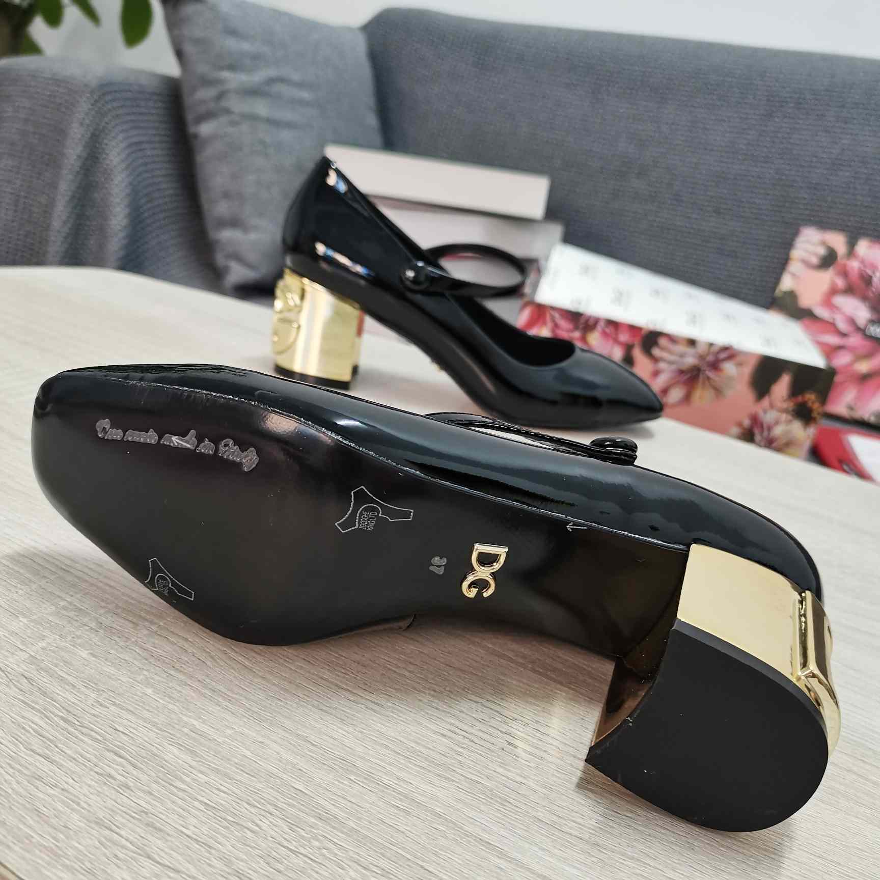 Dolce & Gabbana Patent Leather Slingbacks With DG Karol Heel - EUR FASHION