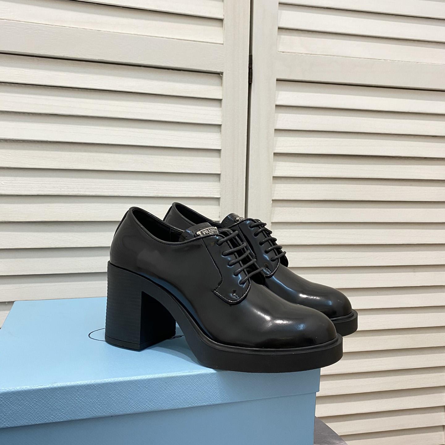 Prada Heeled Brushed Leather Lace-Ups - EUR FASHION