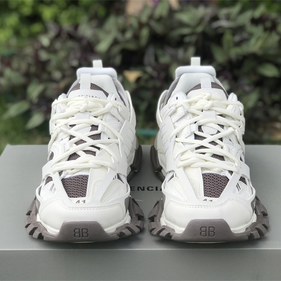 Balenciaga Track Sneaker In Off-White And Dark Grey Mesh And Nylon - EUR FASHION