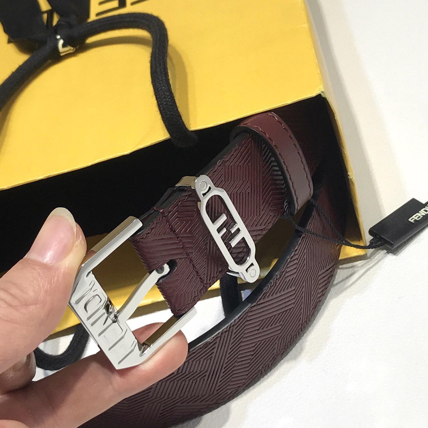 Fendi Edge Burgundy Leather Belt - EUR FASHION