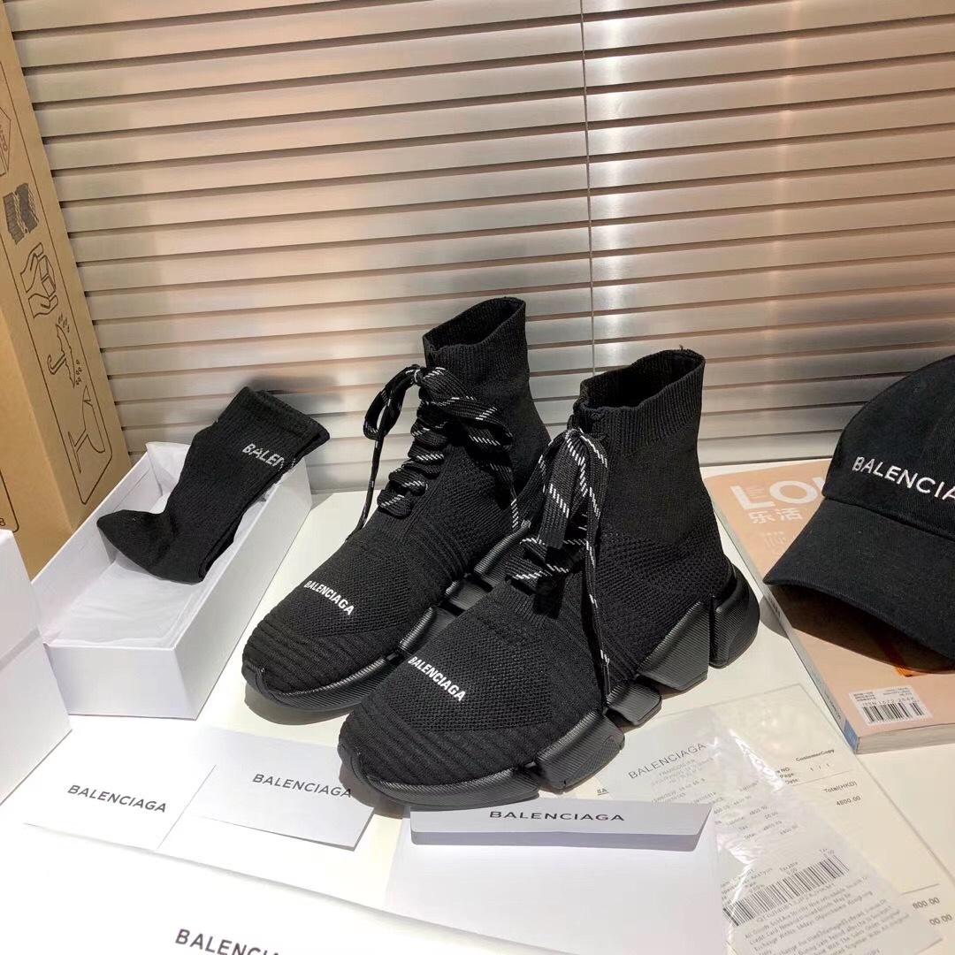 Balenciaga Speed 2.0 Lace-Up Sneaker In Black Recycled Knit - EUR FASHION