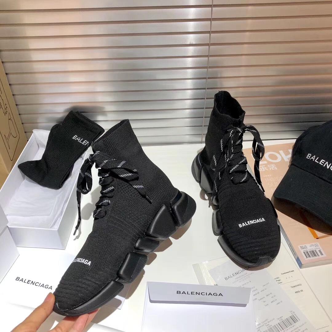 Balenciaga Speed 2.0 Lace-Up Sneaker In Black Recycled Knit - EUR FASHION