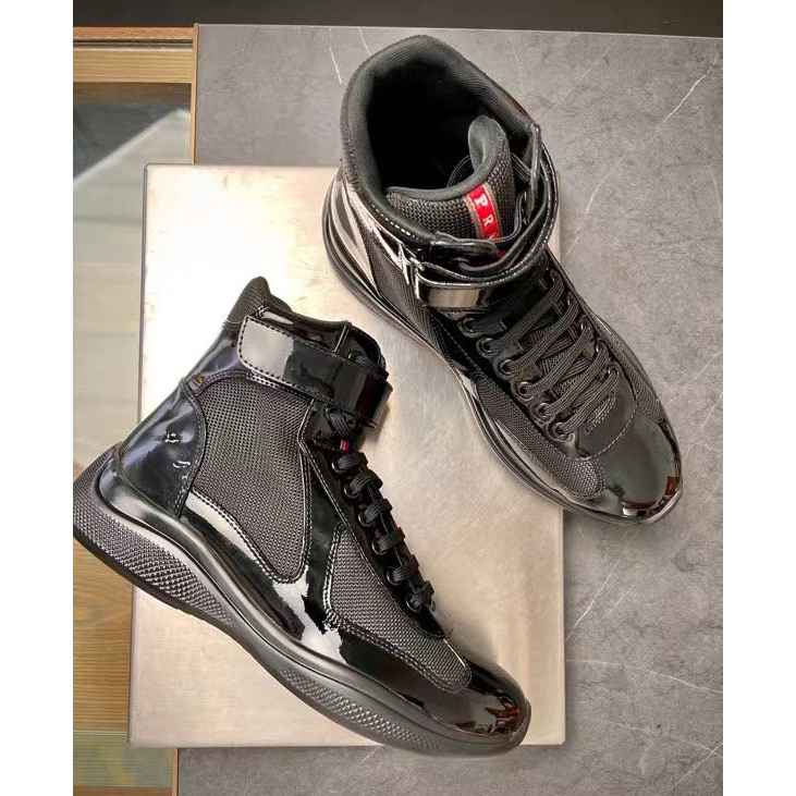 Prada America's Cup High 'Red Silver'Sneakers(upon uk size) - EUR FASHION