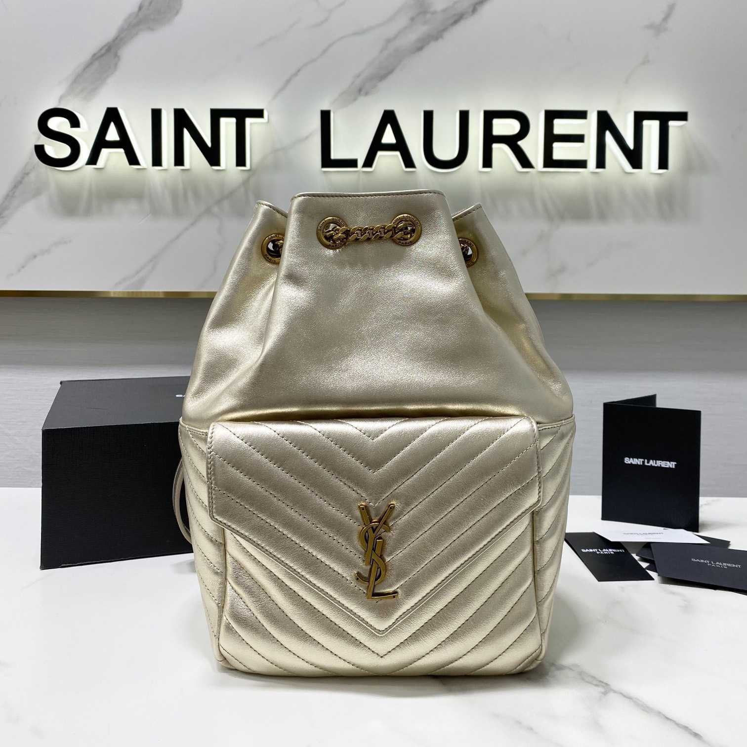 Saint Laurent Joe Drawstring Quilted Backpack(22-29-15cm) - EUR FASHION