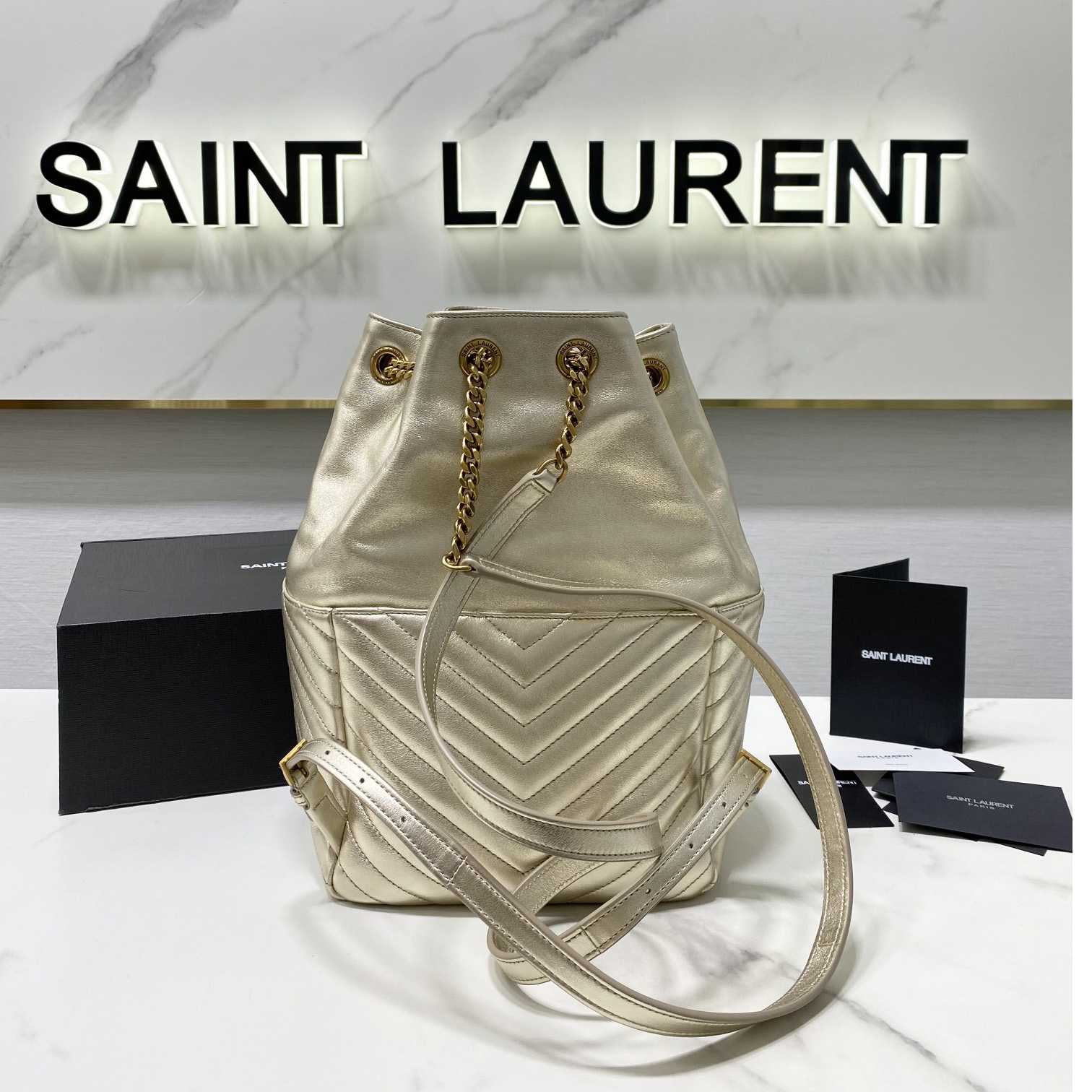 Saint Laurent Joe Drawstring Quilted Backpack(22-29-15cm) - EUR FASHION