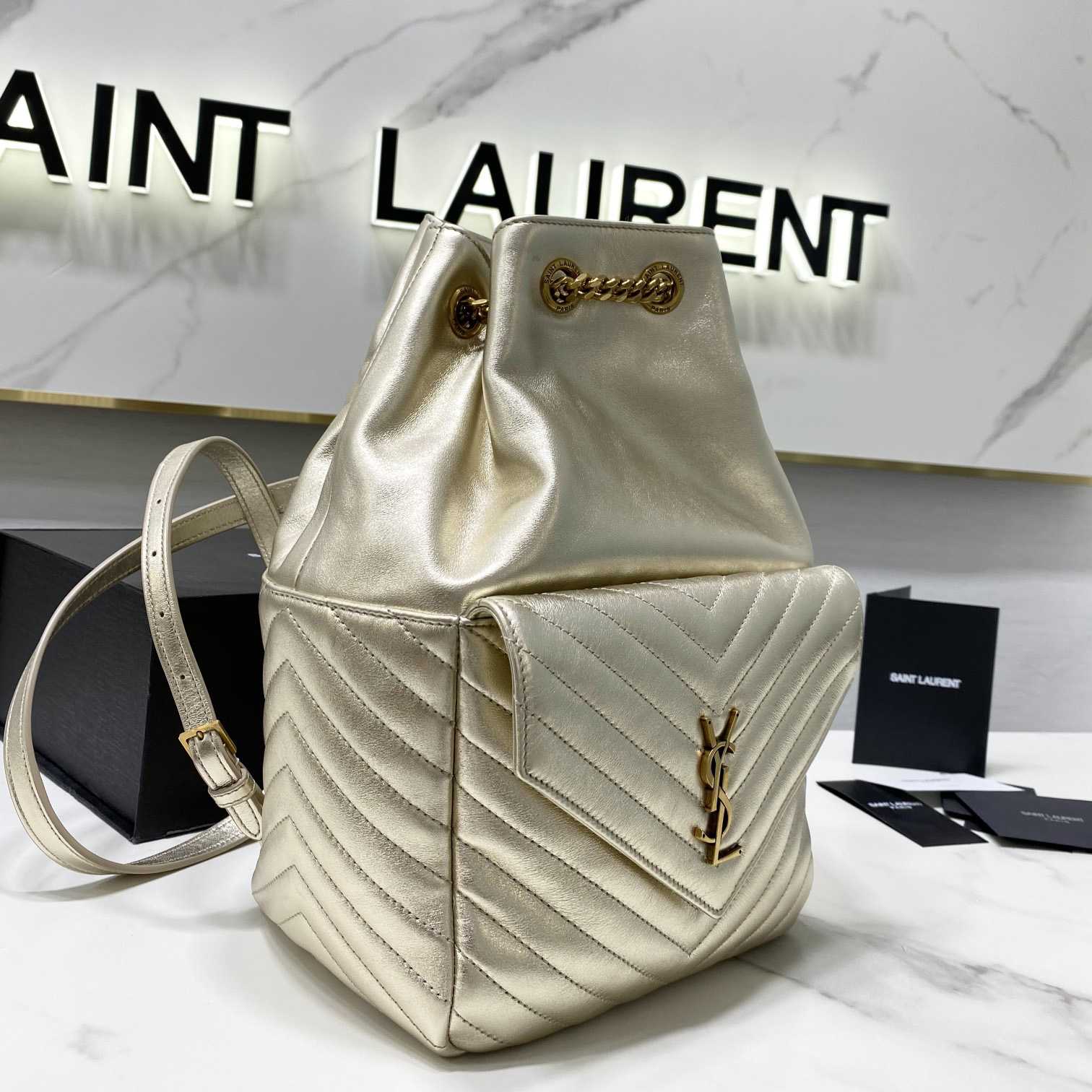 Saint Laurent Joe Drawstring Quilted Backpack(22-29-15cm) - EUR FASHION