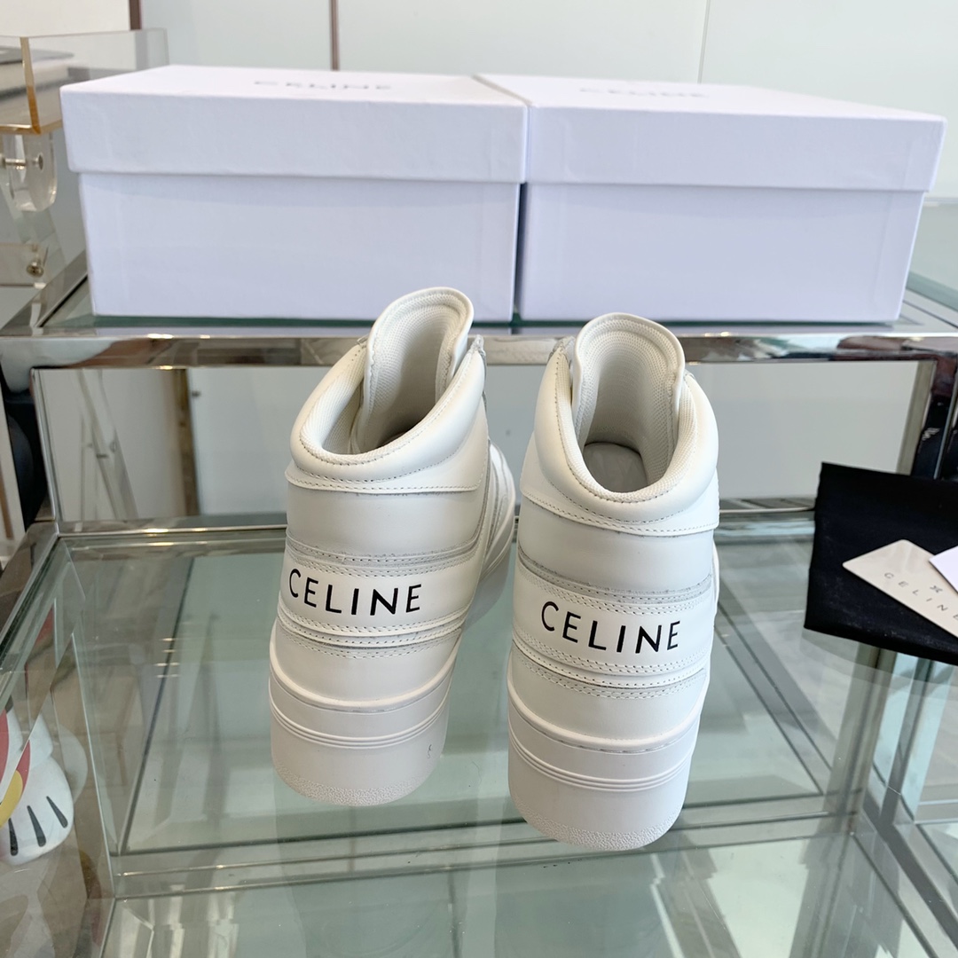 Celine Block Sneakers With Wedge OUtsole In Calfskin Optic White   - EUR FASHION