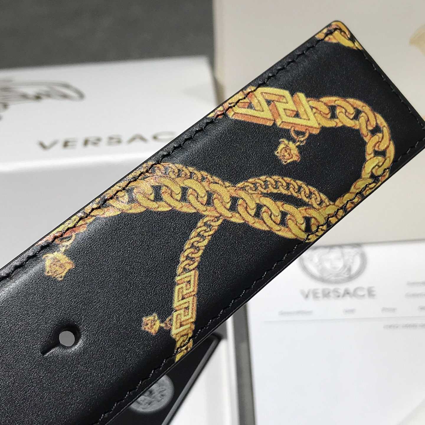 Versace Barocco Reversible Leather Belt  - EUR FASHION