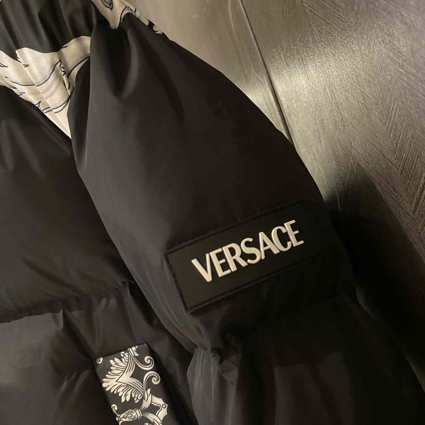 Versace Women's Silver Baroque Puffer Jacket - EUR FASHION