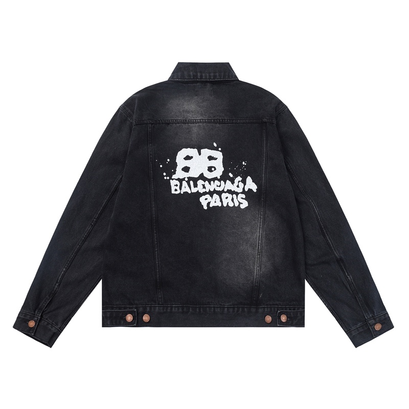 Balenciaga Hand Drawn BB Icon Oversized Jacket In Black - EUR FASHION