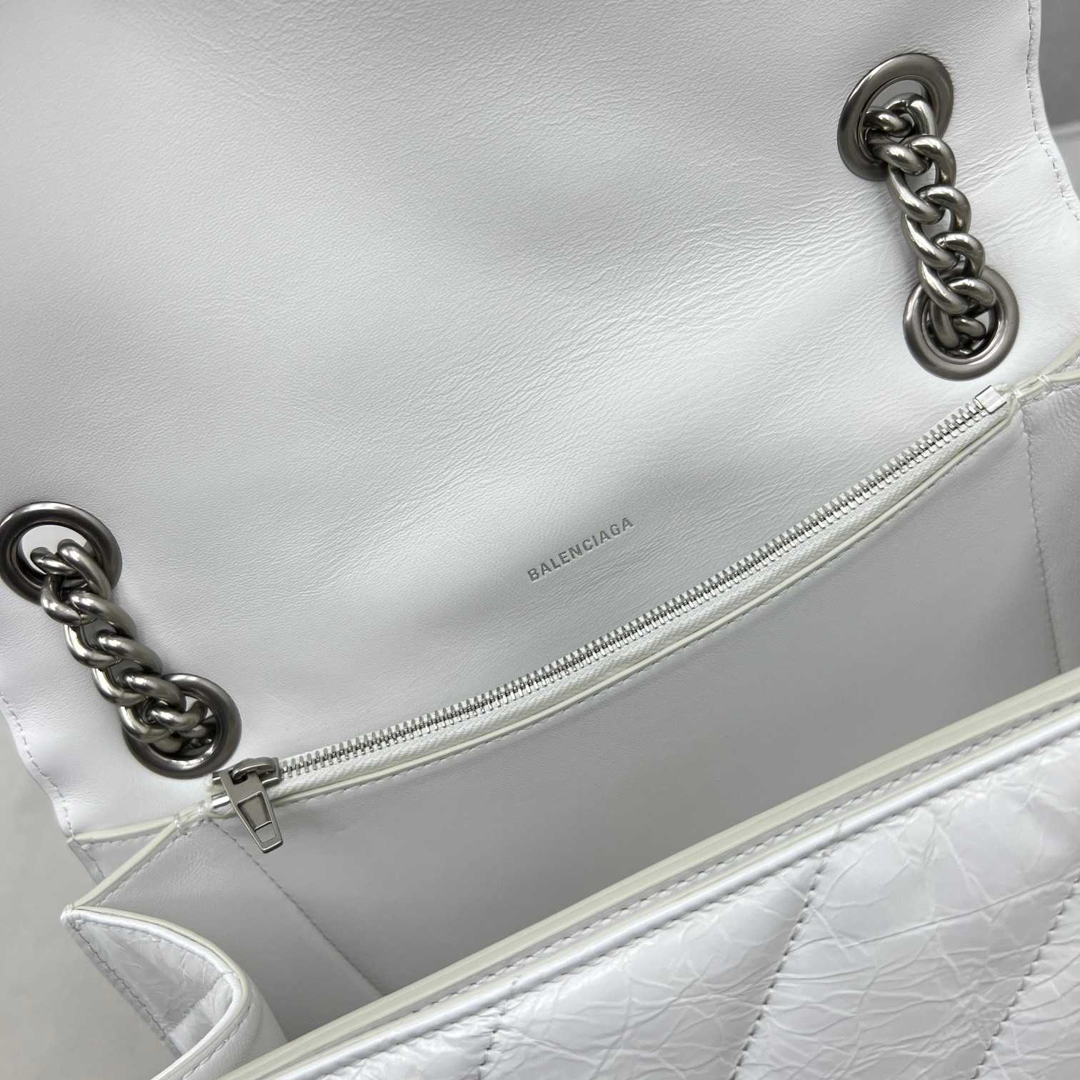 Balenciaga Women's Crush Medium Chain Bag Quilted In Optic White(31-20-12cm) - EUR FASHION