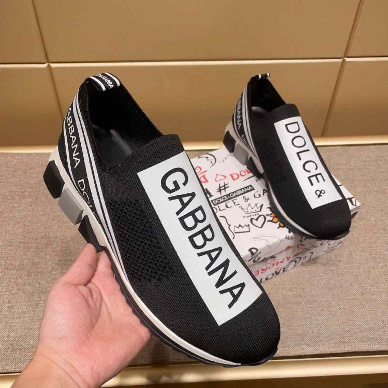 Dolce & Gabbana Stretch Jersey Sorrento Sneakers With Logo - EUR FASHION