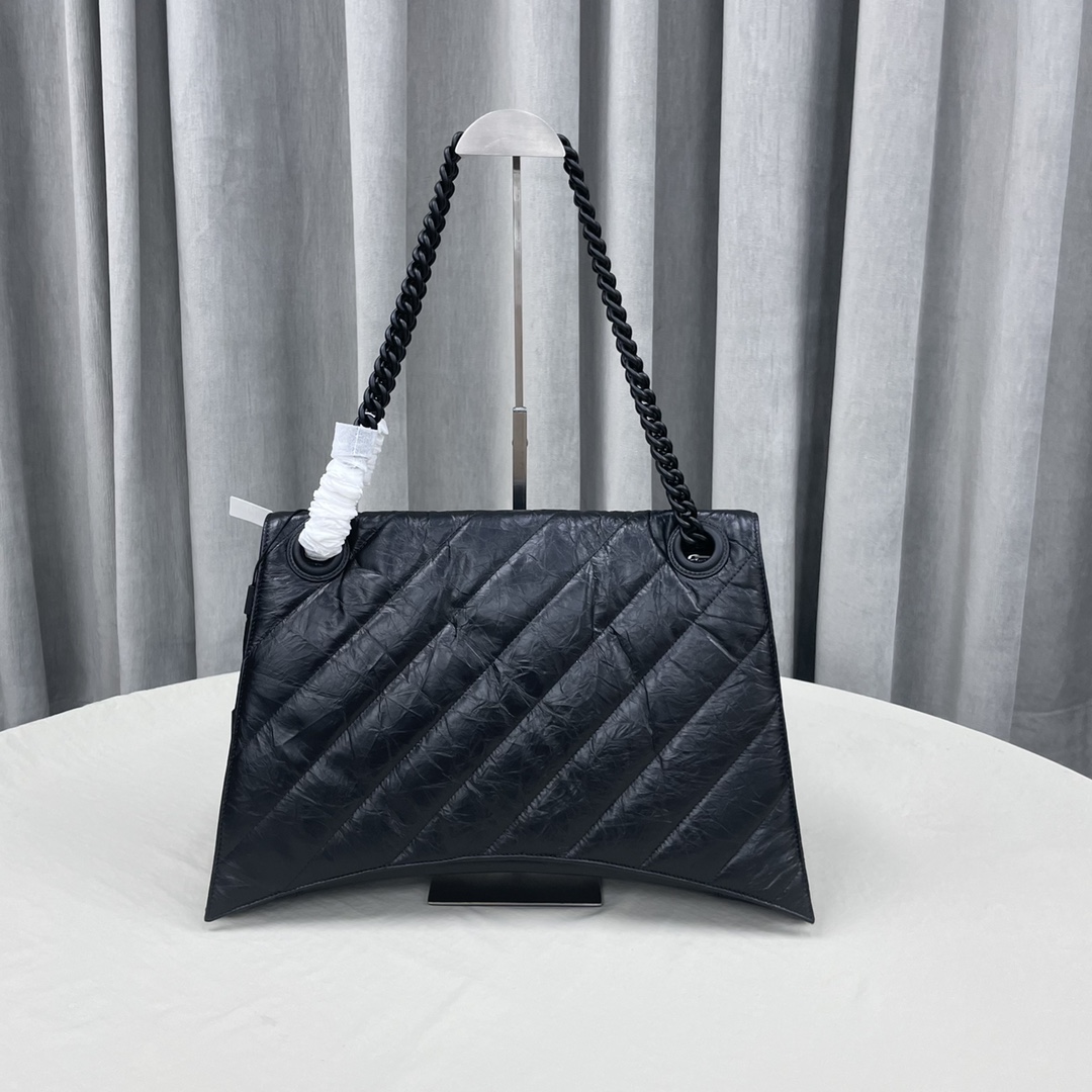 Balenciaga Women's Crush Large Chain Bag Quilted In Black(40-11-25cm) - EUR FASHION