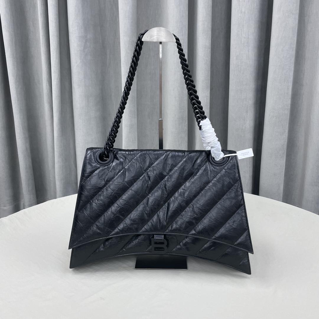 Balenciaga Women's Crush Large Chain Bag Quilted In Black(40-11-25cm) - EUR FASHION