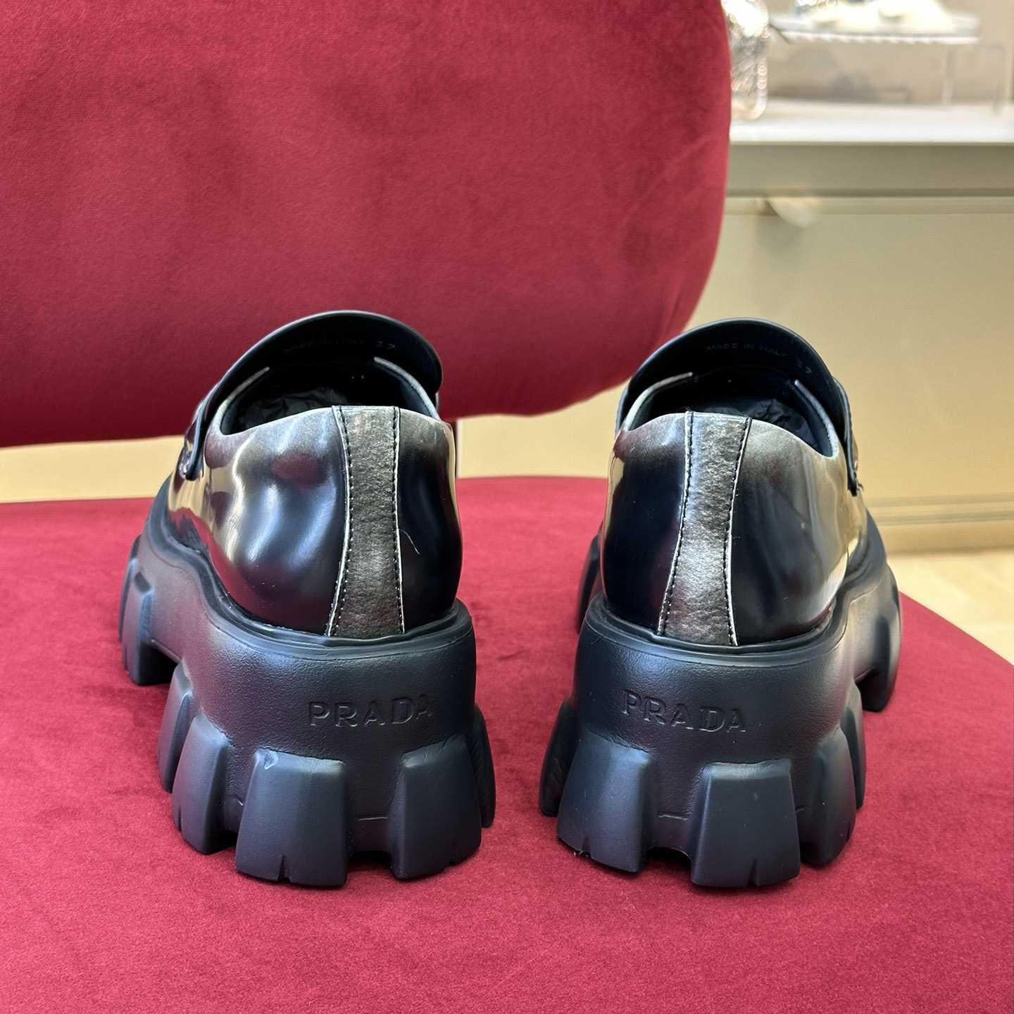 Prada Brushed Leather Monolith Loafers - EUR FASHION