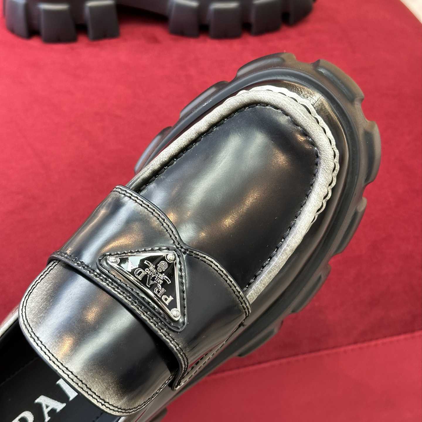 Prada Brushed Leather Monolith Loafers - EUR FASHION