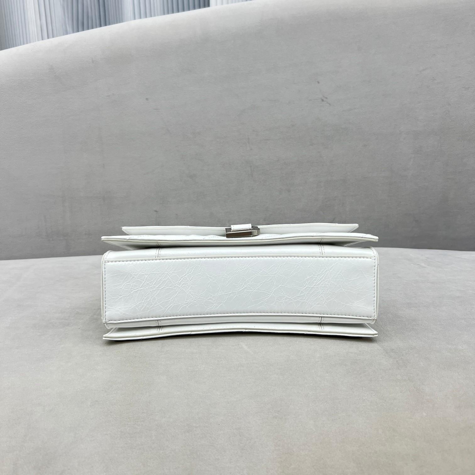 Balenciaga Women's Crush Small Chain Bag Quilted In Optic White(25-15-9.5cm) - EUR FASHION