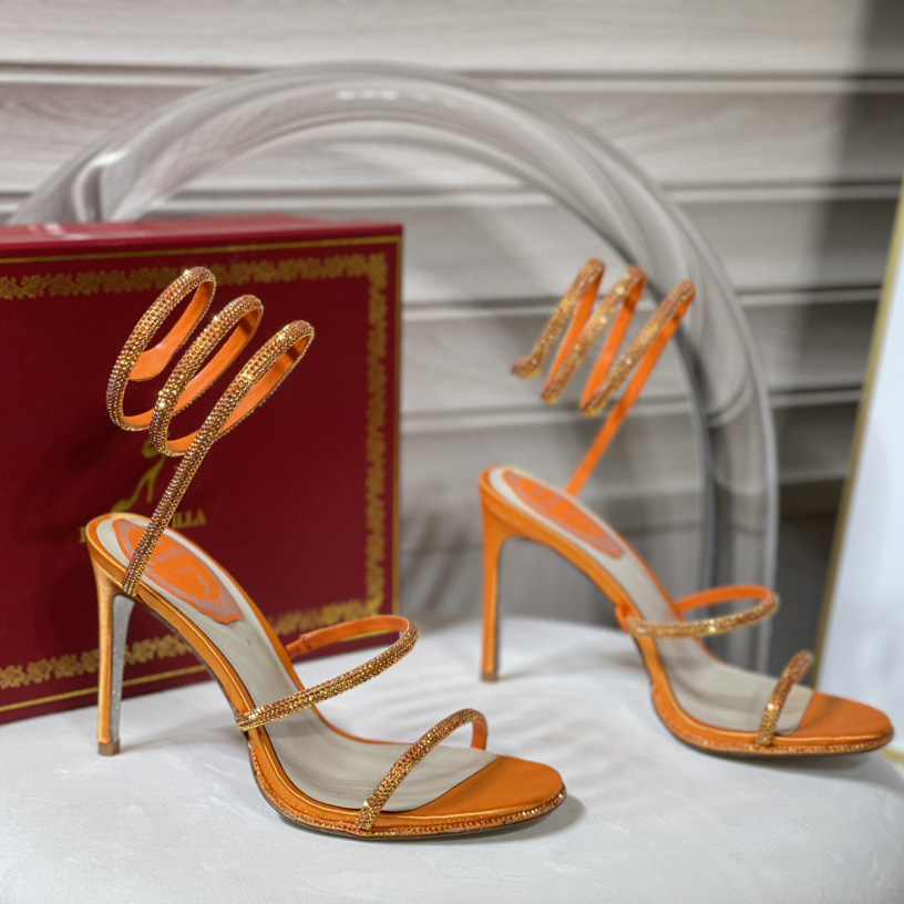 Rene Caovilla Cleo Crystal Orange Sandal - EUR FASHION