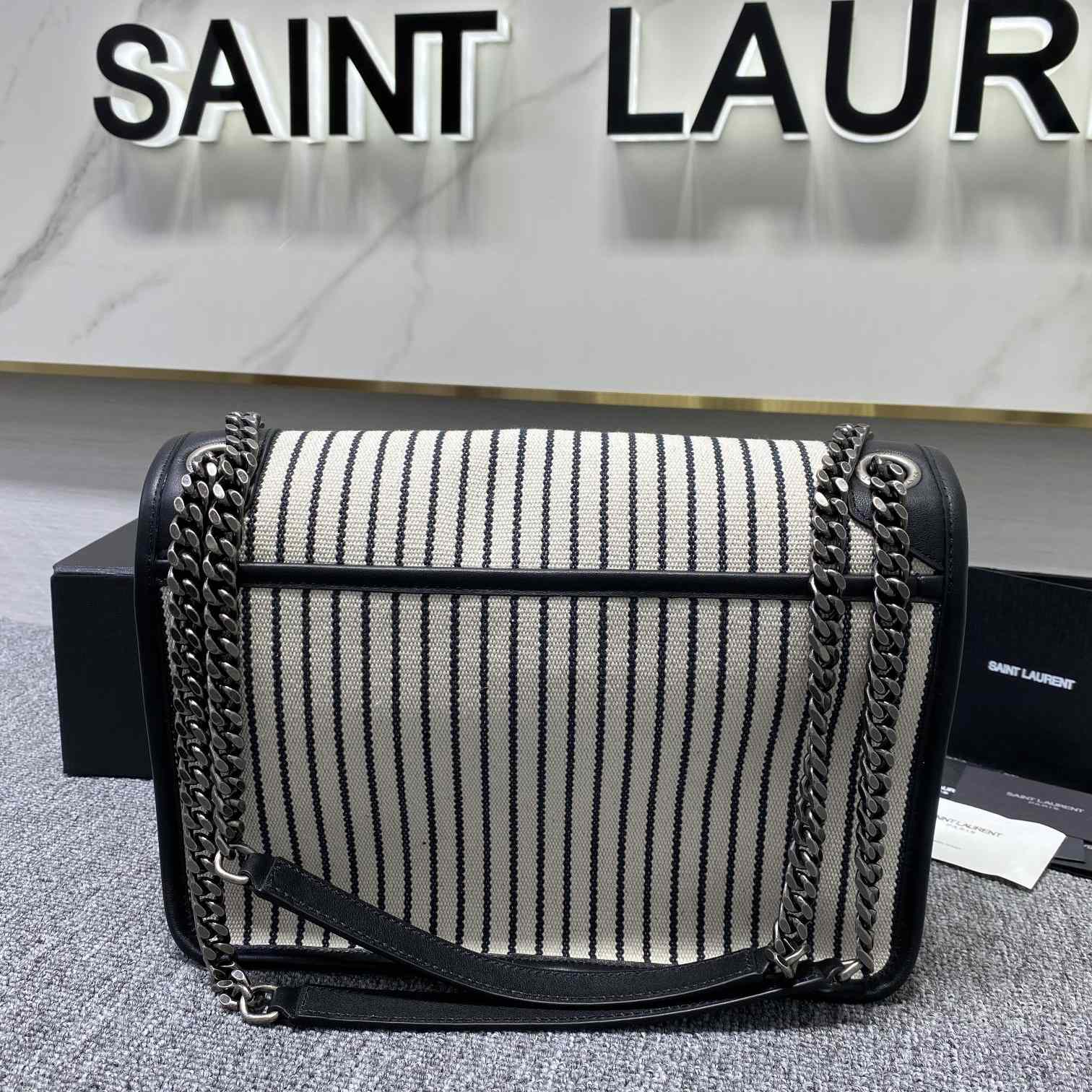 Saint Laurent Women's Niki Medium Striped Canvas Shoulder Bag (28cm) - EUR FASHION