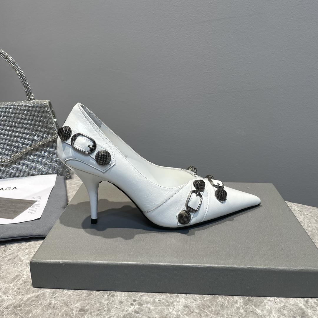 Balenciaga Cagole 90mm Pump In White - EUR FASHION