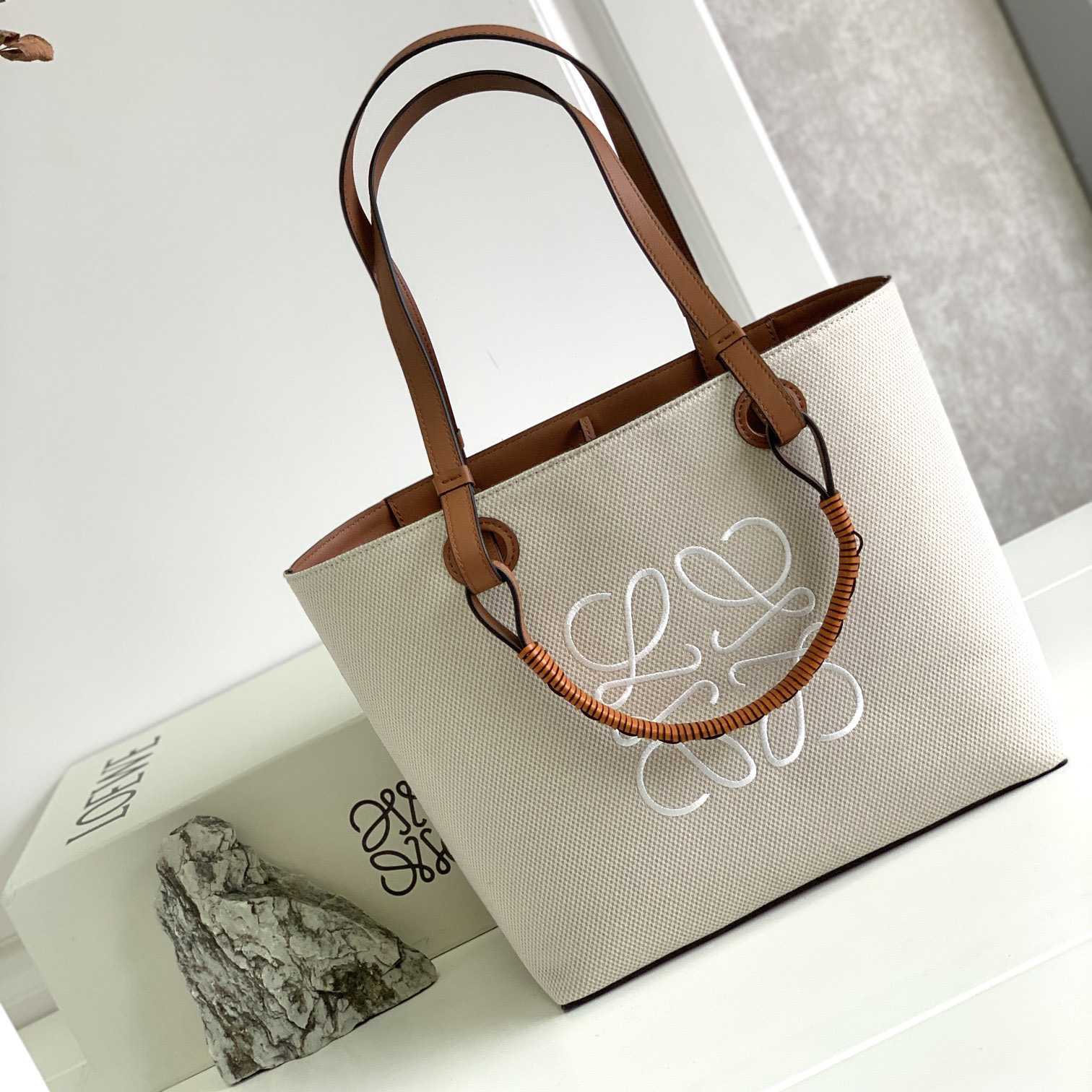 Loewe Small Anagram Tote Bag In Jacquard And Calfskin - EUR FASHION