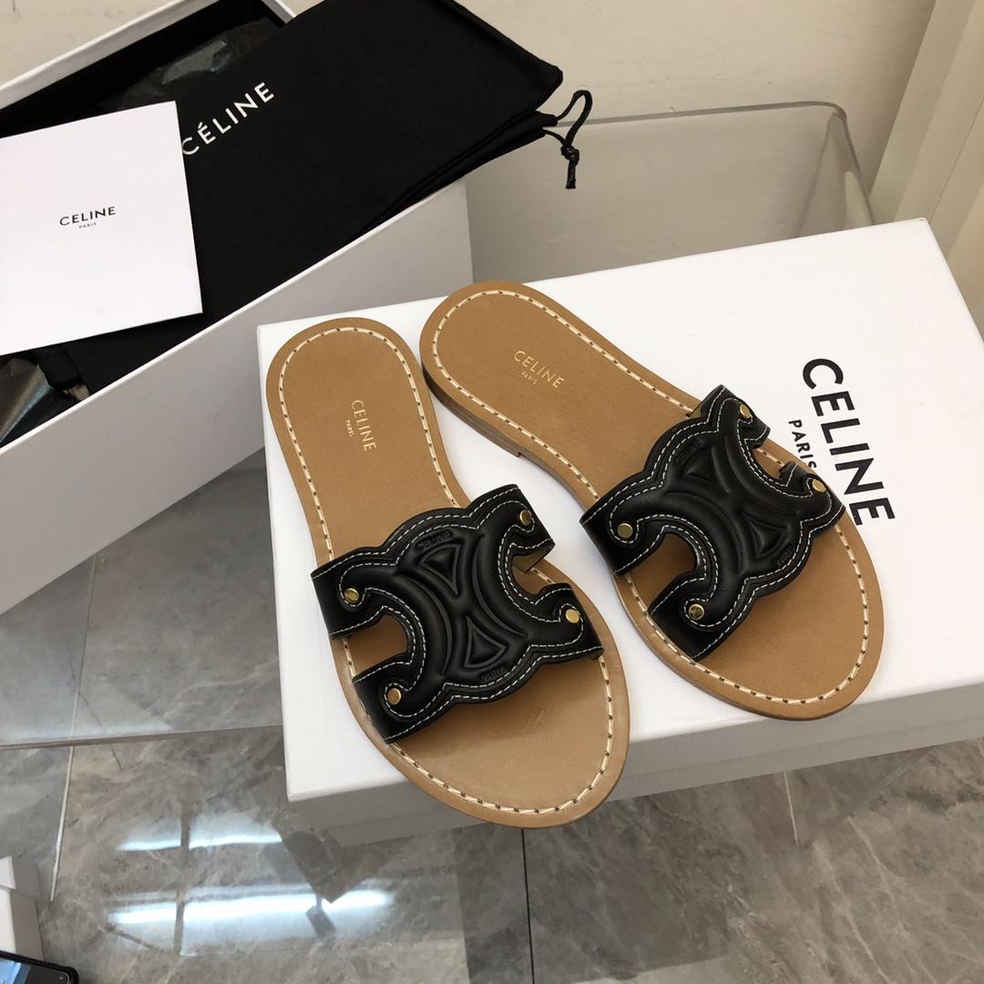 Celine Triomphe Mule In Calfskin - EUR FASHION