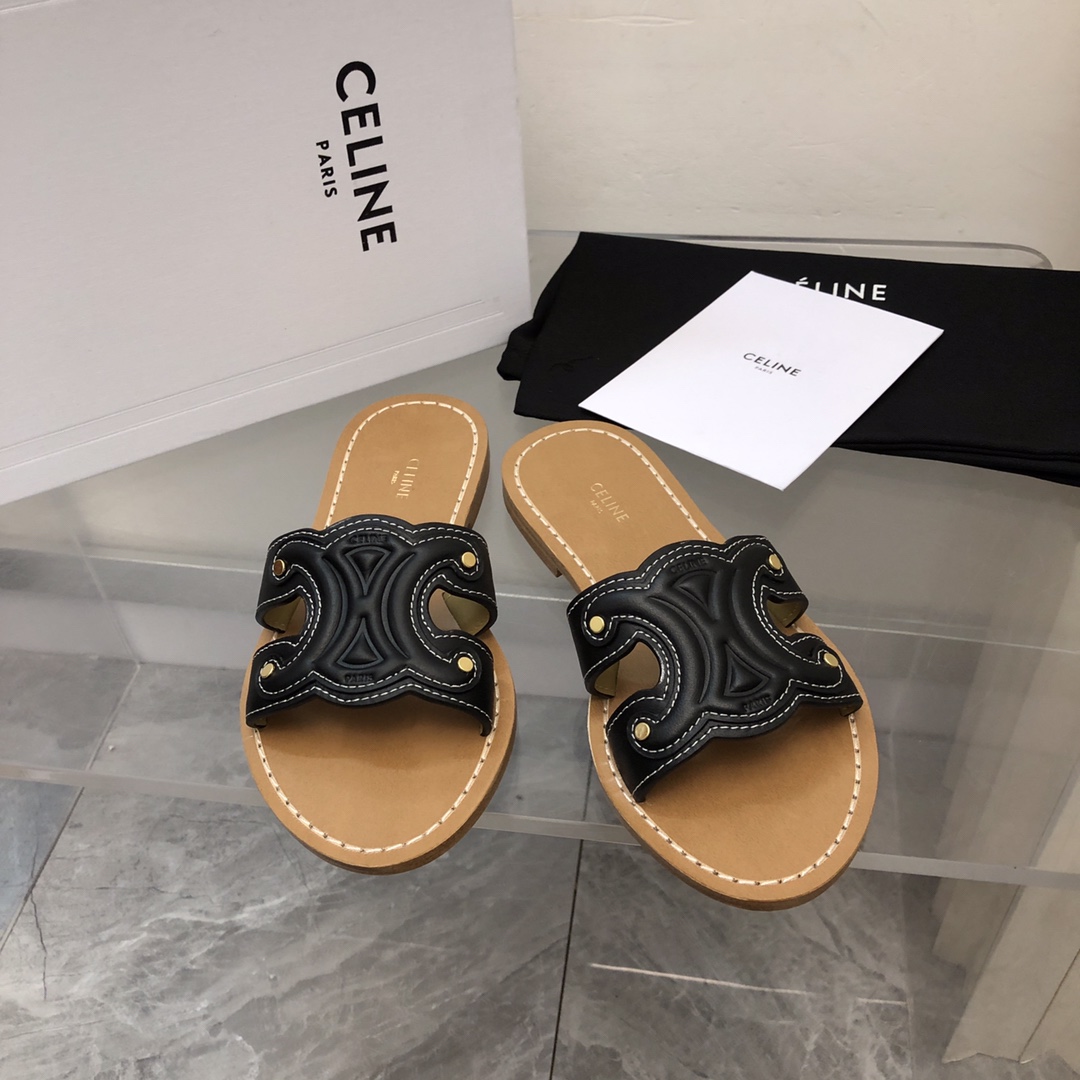 Celine Triomphe Mule In Calfskin - EUR FASHION