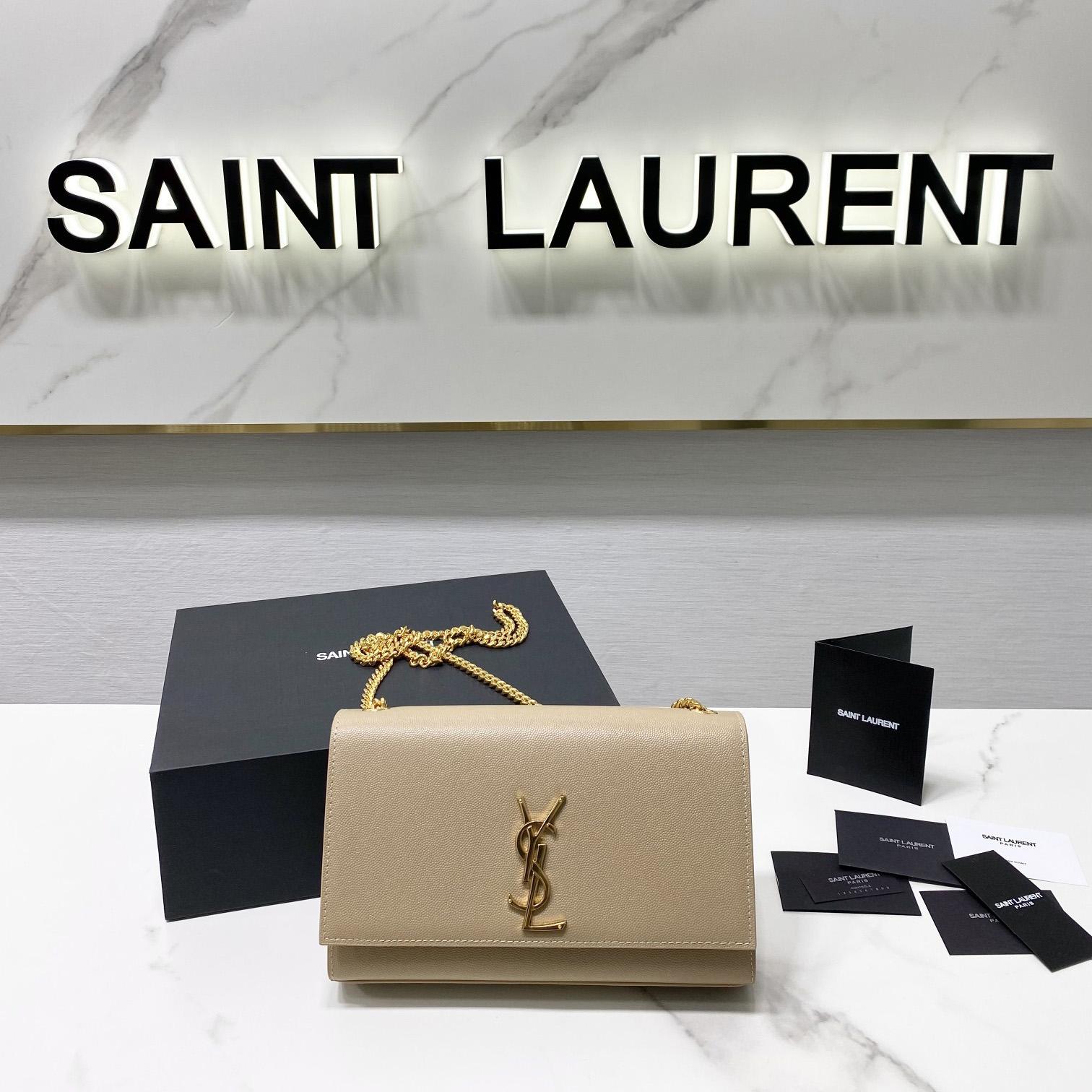 Saint Laurent Kate Medium Chain Bag In Grain De Poudre Embossed Leather - EUR FASHION