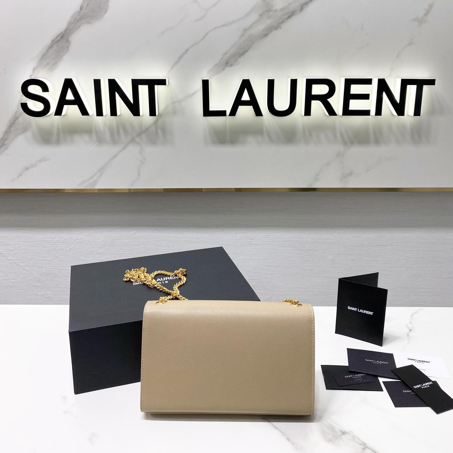 Saint Laurent Kate Medium Chain Bag In Grain De Poudre Embossed Leather - EUR FASHION