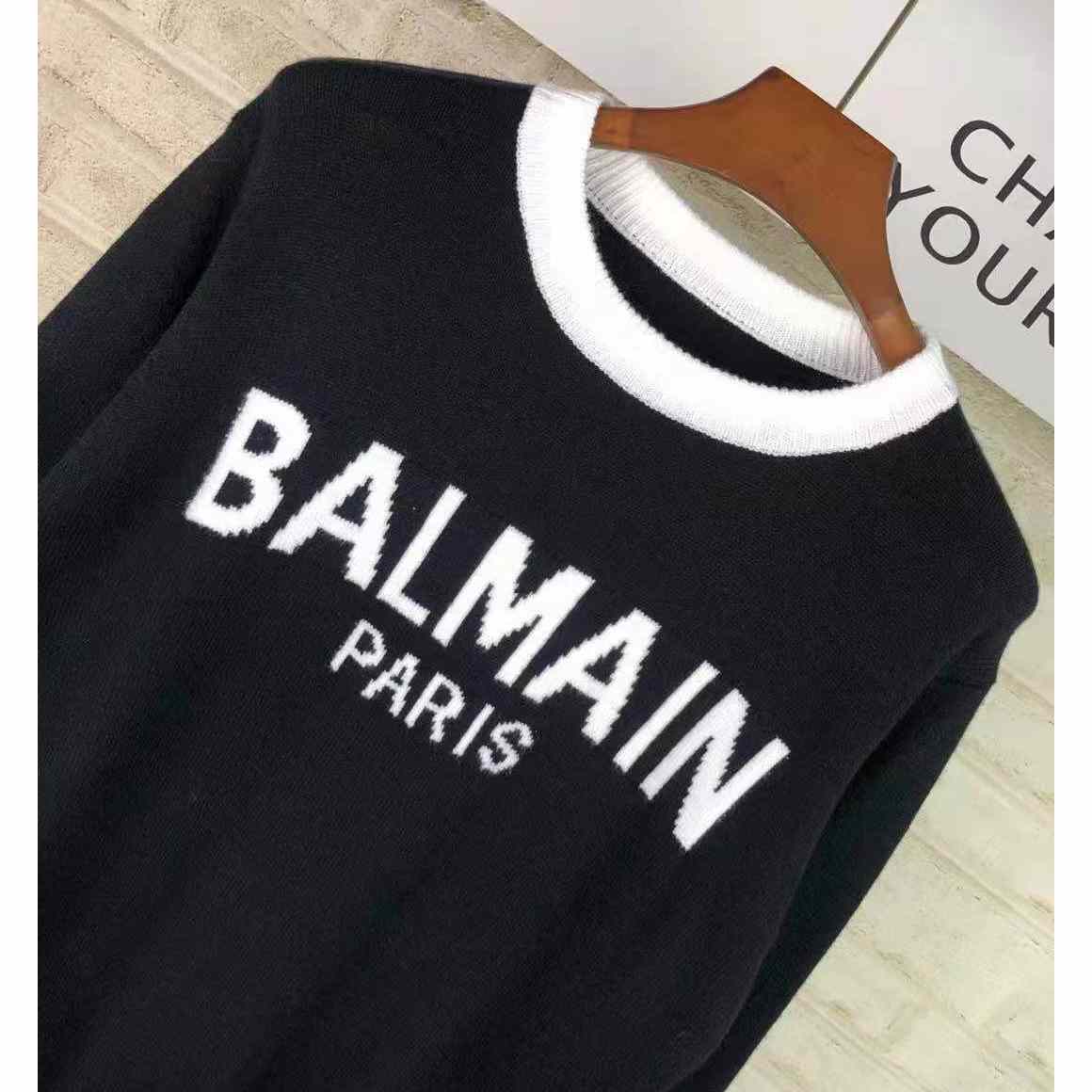 Balmain Wool Jumper With Balmain Logo - EUR FASHION