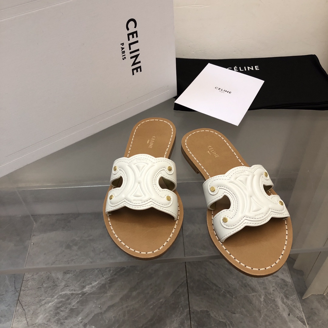 Celine Triomphe Mule In Calfskin - EUR FASHION