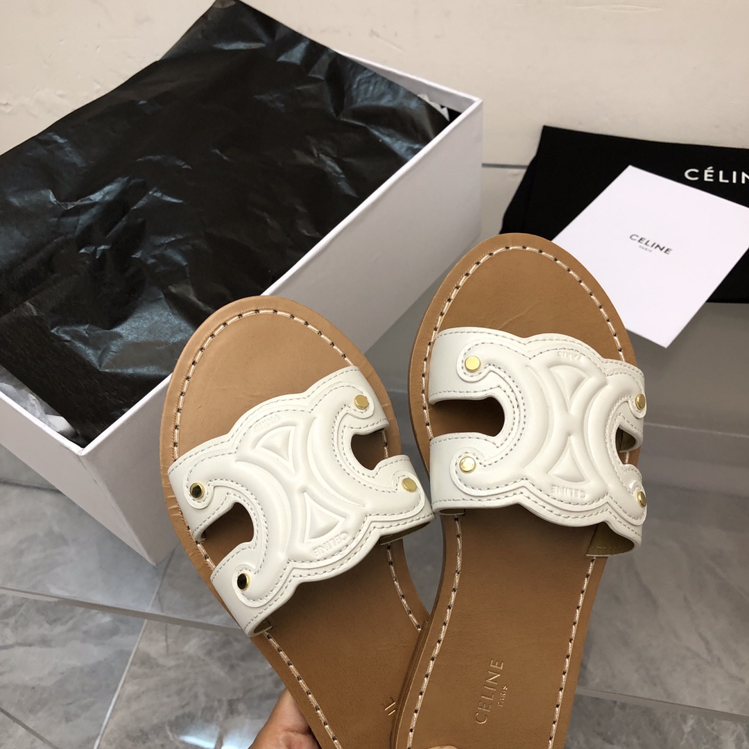 Celine Triomphe Mule In Calfskin - EUR FASHION