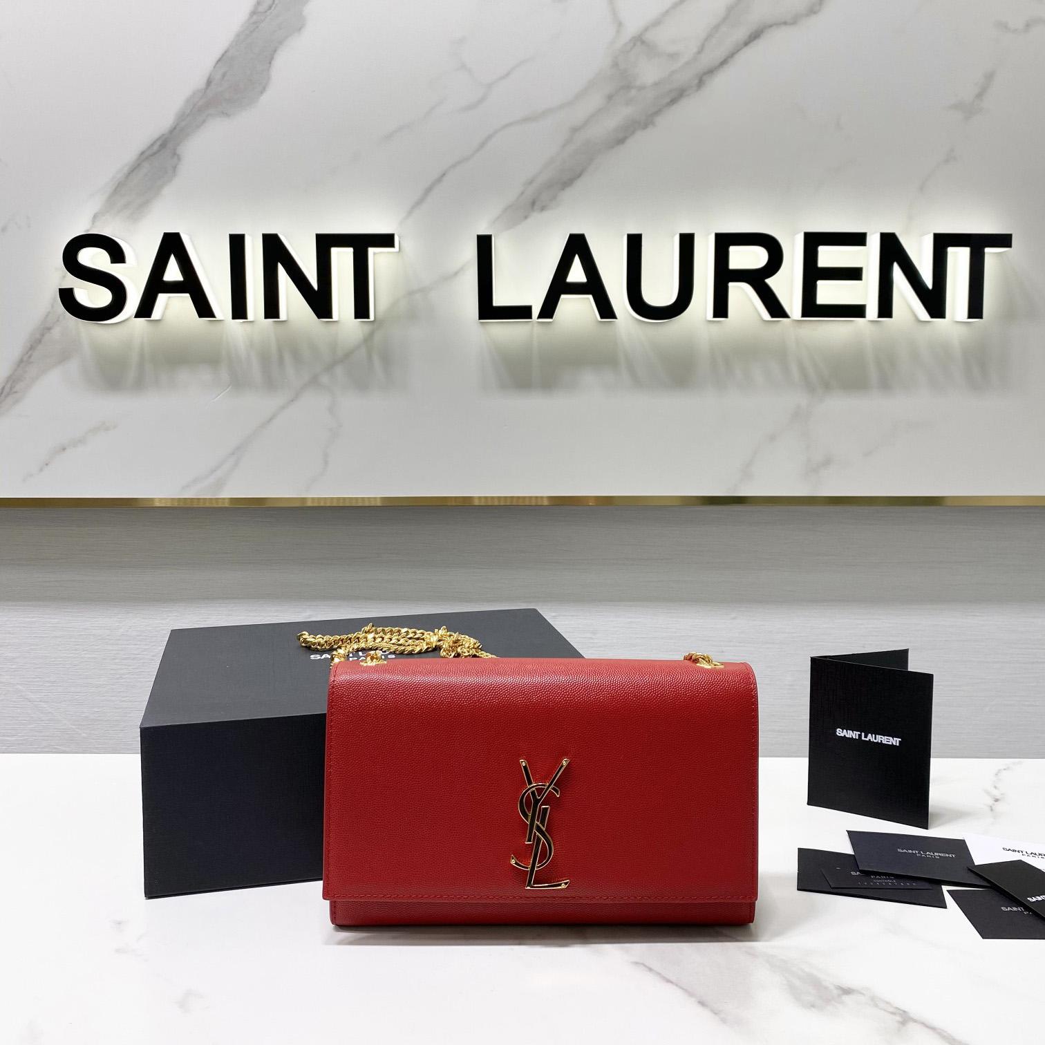 Saint Laurent Kate Medium Chain Bag In Grain De Poudre Embossed Leather - EUR FASHION